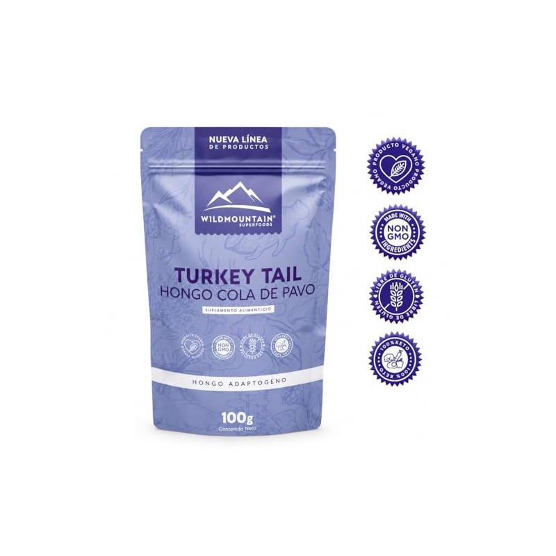 Turkey Tail Polvo 100g Cola Pavo Trametes Versicolor Hongo Adaptógeno