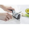 KitchenIQ 50217 Diamond Pull-Thru Knife & Scissor Sharpener – Black/White