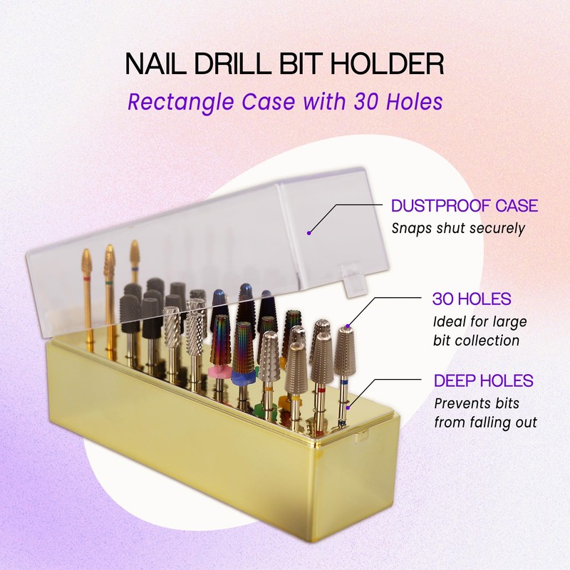 PANA Rectangle Nail Drill Bit Holder Display Organizer Case -