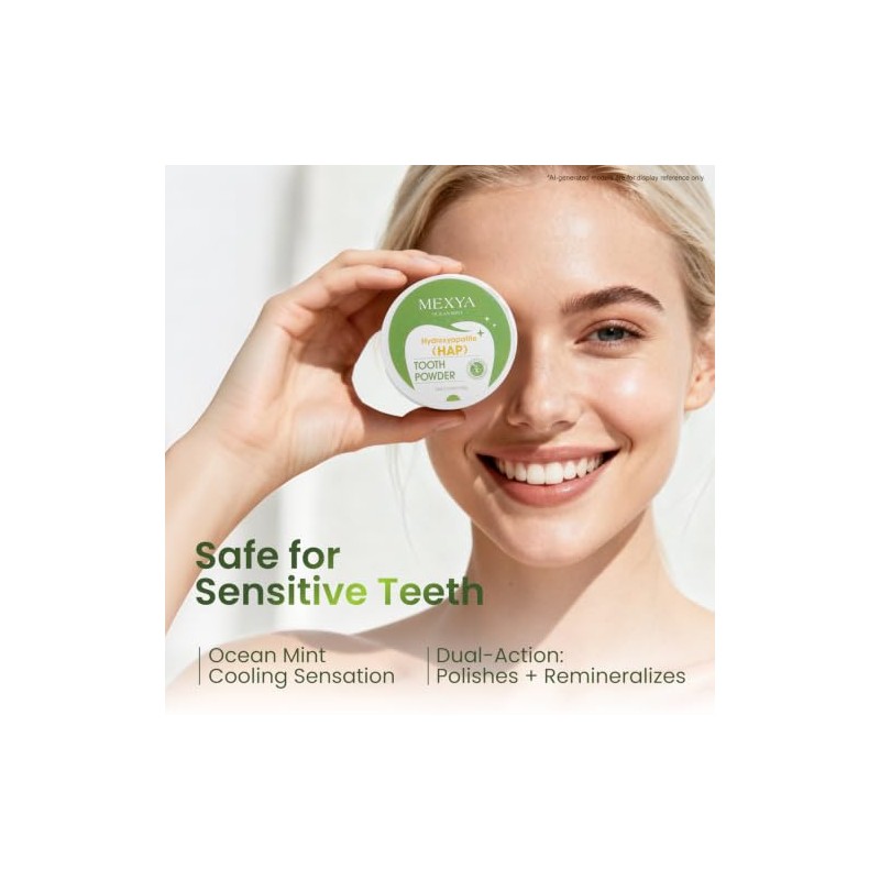 Hydroxyapatite Tooth Powder, Fluoride-Free Whitening, Ocean Mint, 50g | Helps