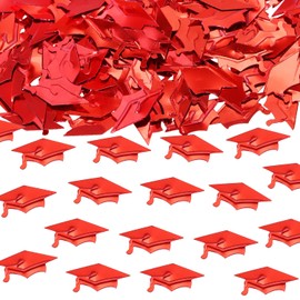 ONLYKXY 15gram Glitter Table Confetti Decor Scatter Bless Confetti Grad Party Decor for Congrats College Graduation Birthday Wedding Party Chocolate Favor Envelope Decal (Red Graduation Cap)