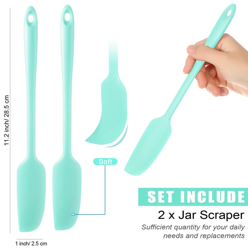 Patelai Long Handle Silicone Jar Spatula Non-Stick Rubber Scraper Heat