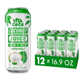 Vita Coco Coconut Juice, Original with Pulp | Big, Bold Coconut Taste | Natural Electrolytes | Sweet, Refreshing Hydration | 16.9 oz can (Pack of 12)