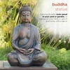 Alpine Corporation 15" Tall Indoor/Outdoor Meditating Buddha Statue, Tabletop Garden
