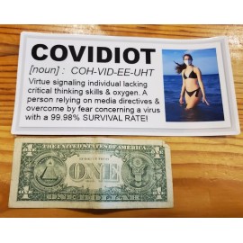COVIDIOT Sticker HUGE 4x9 inch bumper sticker Virtue signaling morons