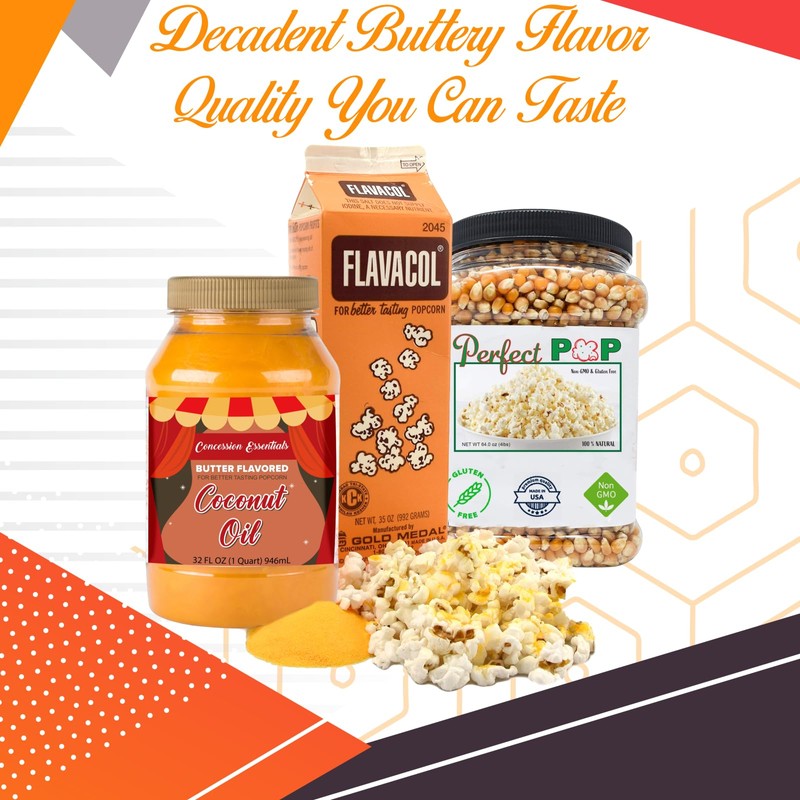Perfectware Popcorn Kit- (Includes 35oz Popcorn Season Salt, 4lbs Yellow