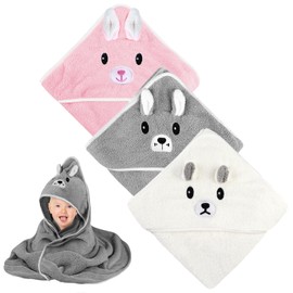 Hooded Towel Baby Towel with Hood: Pack of 3 Baby Towel Hood, Bath Poncho Children, Baby Bath Towel, Bath Towel Baby, Baby Towels, Soft Baby Bath Towels 80 x 80 cm for Newborns