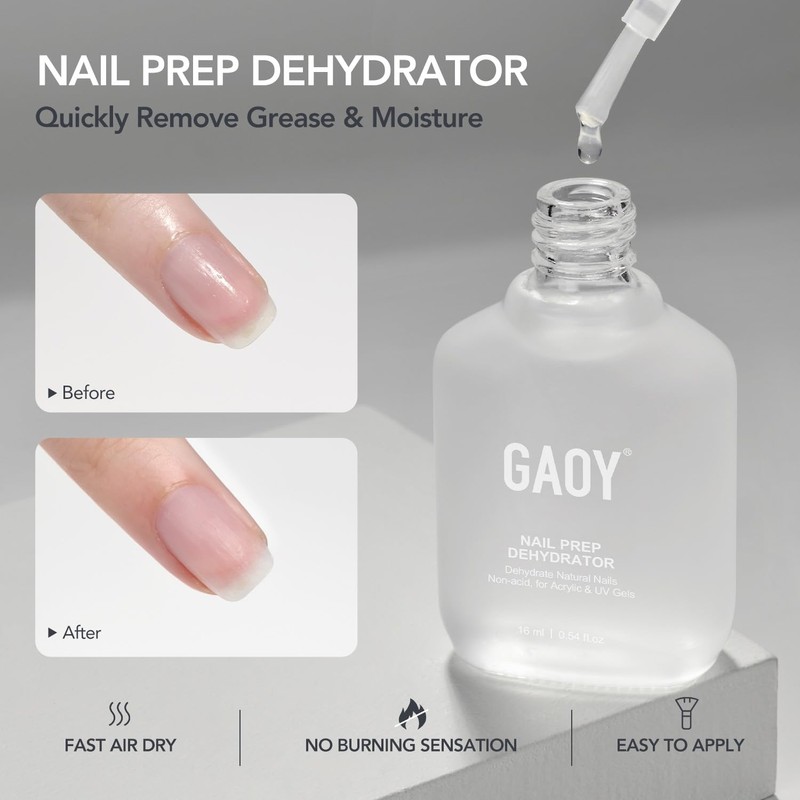 GAOY Nail Dehydrator and Primer, 2 Pcs Acid-Free Natural Nail