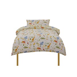 Beyond Happy Safari Animals Single Duvet & Pillowcase Set - Fun Animal Design Kids Bed Set - Cotton Blend