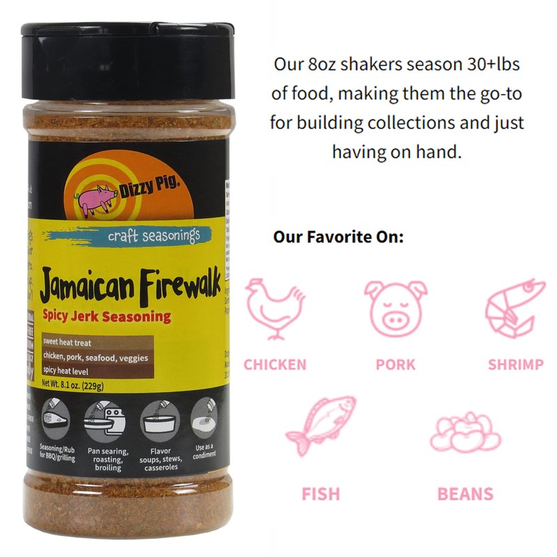 Dizzy Pig Jamaican Firewalk Spicy Jerk Seasoning Rub (8oz Shaker)