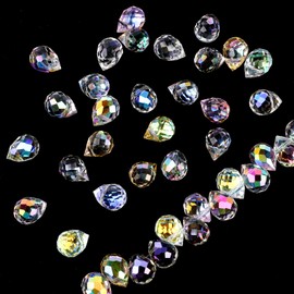 Crystal Beads Glass Beads for Jewelry Making, 50 Pcs Assorted Crackle Glass Beads Faceted Crystal Glass Beads Shiny Teardrop Shape for DIY Craft Necklace Bracelet Earring(50 Pcs 8x10mm)