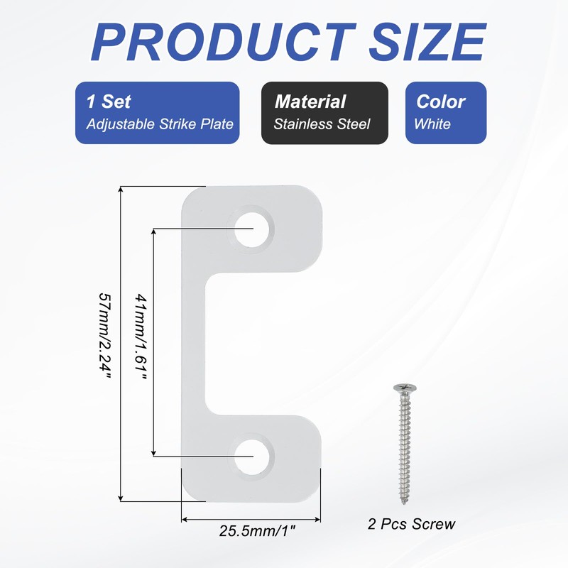 PATIKIL 1" x 2.24" Deadbolt Strike Plate, 1 Set Adjustable