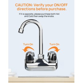 sepaitek Hand Wash Sink Faucet Handle Kit, Commercial Faucets Parts Replacement Handle, Blue Cold Metal Knob Handle with Brass Stem