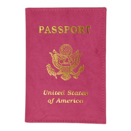 MARSHAL 601 USA Gold Genuine Leather Passport Cover for Travel with Credit Card Slots (Pink)