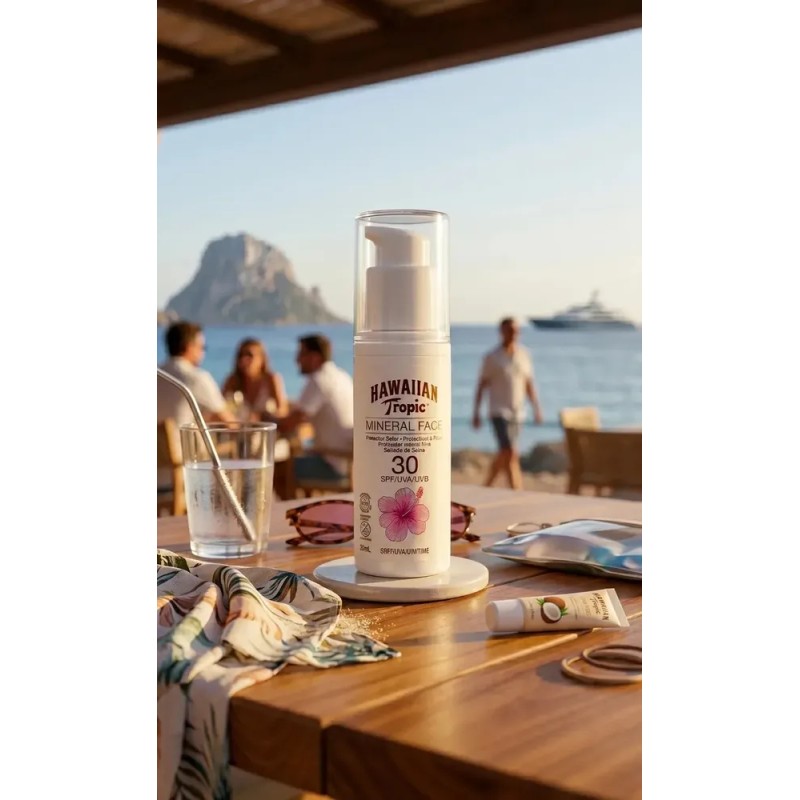 Pack 2 Protector Facial Hawaiian Tropic Mineral 50ml+regalo