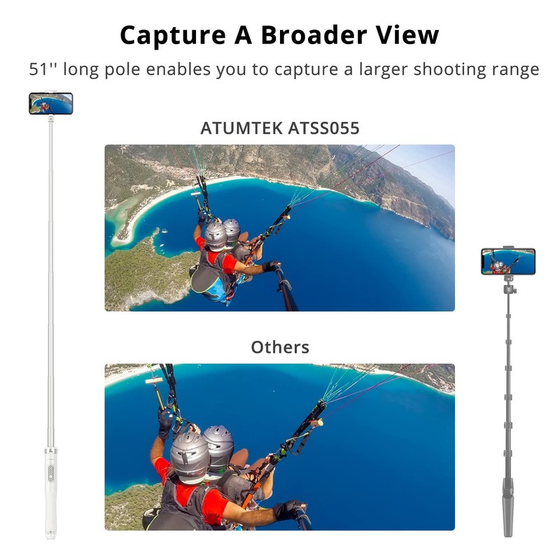 ATUMTEK 51" Selfie Stick Tripod, All in One Extendable Phone