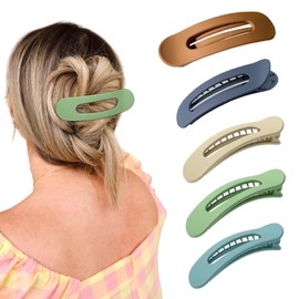 5 Stück Flat Claw Clip für Damen, Hair Clips für Women, Französisch Haarspangen für Dünnes Haar, Elegant Flache Haarklammern, Gebogen Entenschnabel Haarspangen, Haar-Accessoire Alltägliches