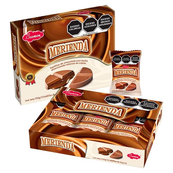 Merienda Bremen Chocolate, Caja con 12 Tablillas De 43 G Cada