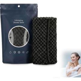 Gaukomzs Exfoliating Shower Towel, 47 Inch, Advanced Microfiber, Premium Scrub Bathroom Towel Set for Smooth Skin, Quick Drying, Durable and Gentle for Sensitive Skin, Black