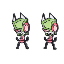 Invader Zim Character Metal Enamel Stud Earrings