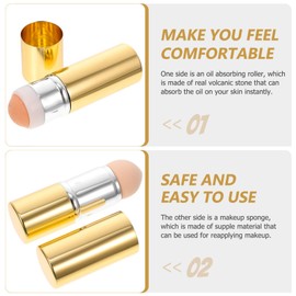 TOVINANNA Oil-absorbing Volcanic Roller Stick Makeup Sponge Go Oil Control and Facial Massage Reusable Skincare Tool for Clean Anytime