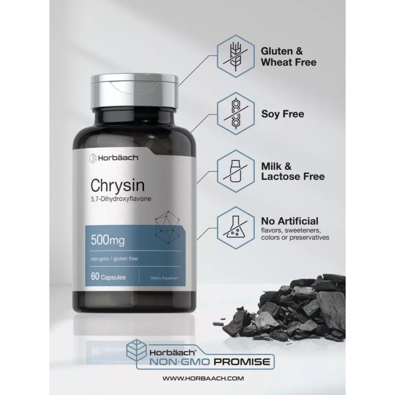 Horbäach Chrysin 500mg | 60 Capsules | Passion Flower Extract