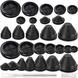 DKARDU 28 Pcs Rubber Grommets Kit 7 Sizes Closed Firewall Rubber Hole Plug Kit, with Tool, for Wiring Car Boat Pump Plumbing Cables Plugs Electrical Conductor