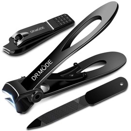 Nail Clippers - DRMODE 15mm Wide Jaw Opening Stainless Steel Fingernail and Toenail Clippers for Thick Nail with Nail File, Slant Edge Cutter for Seniors & Men & Women Big Set