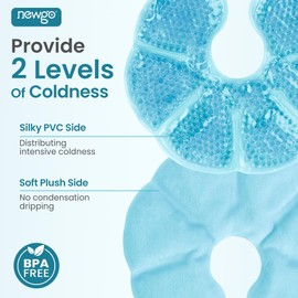 NEWGO 3-in-1 Large Cooling Pads Breast Breastfeeding, Pack of 2 Nursing Compresses Cooling Pads & Heat Pads for the Chest, Breast Therapy, Soft Fabric Back Fleece (Blue) 20 cm x 17 cm