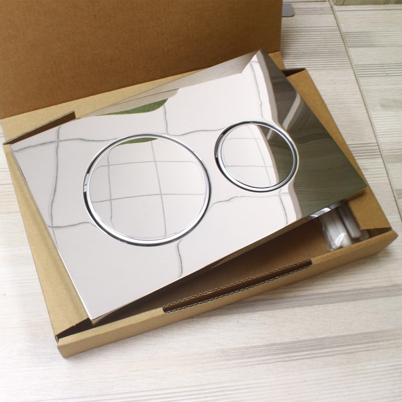 Bright Silver Dual-Flush Actuator Plate for Concealed Cisterns Compatible with