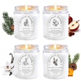 Scented Candle Gift Set, 4 Pack 28oz Soy Wax Scented Candles for Home – Cinnamon Apple, Balsam Fir, Vanilla Bean, Cedarwood & Amber – Cozy Aromatherapy Candles for Holiday & Home Decor Gifts
