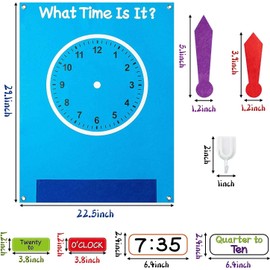 Large Felt Clock Board for Preschoolers and Toddlers to Learn How to Tell Time - Great for Teachers, Parents and Homeschooling