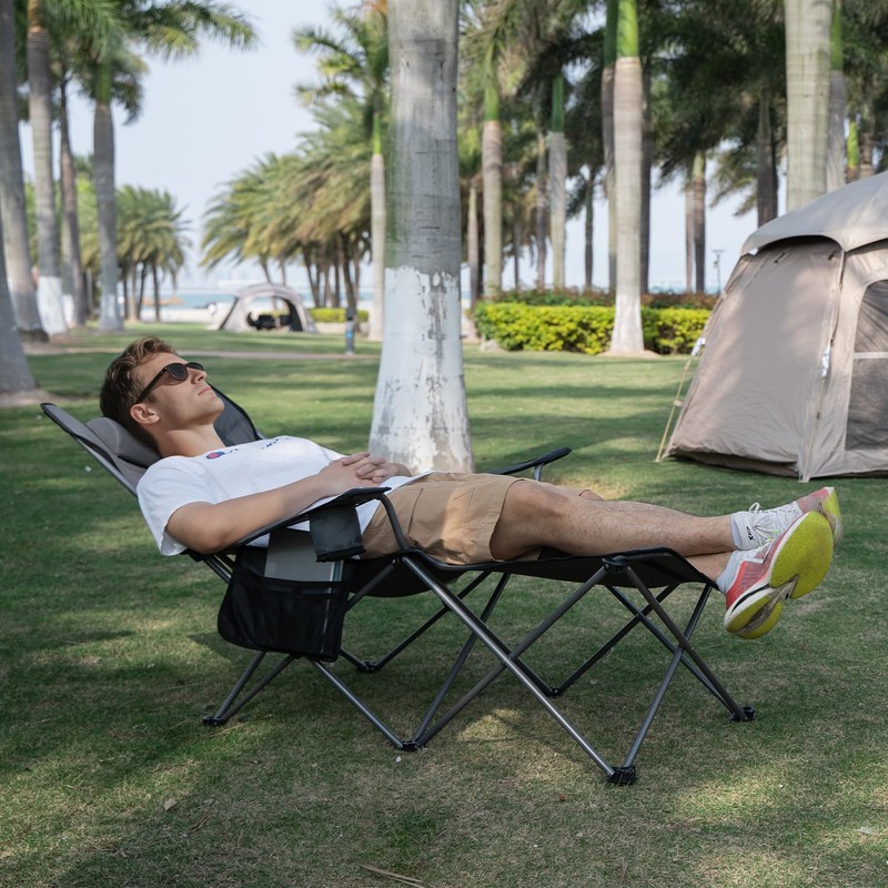 apollo walker Reclining Beach Chair, Adjustable 90-135° Backrest Camping Lounge