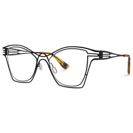 Zeelool Chic Metal Cat Eye Glasses Frame with Non-prescription Clear Lens for Women Barajas ZJG969511, Black, Medium