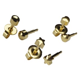 Ear Piercing Earrings 3 Pairs of 4mm Gold Shapes 16ga Thick Post Studex Studs Hypoallergenic