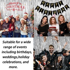 2-Pack Shimmering Silver Fringe Curtain Backdrop for Photo Booth - Great Party Decor for Weddings, Birthdays, Holidays & Celebrations