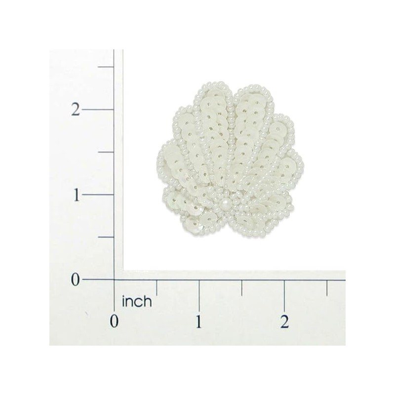Expo International Small Shell Sequin Patches/Appliques, White Aurora Borealis