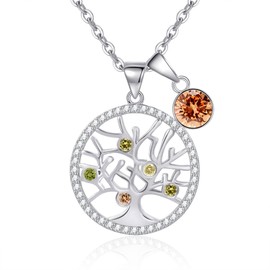 Tusuzik Necklace Arbre de vie Collier Femme Argent 925 Bijoux Femme Idea Cadeau Femme Maman Amie Cadeau Noel Saint Valentin Anniversary, Cubic Zirconia, Cubic Zirconia