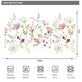 Riyidecor Extra Wide Floral Wildflowers Shower Curtain Clawfoot Tub 108Wx72H Inch 18 Pack Metal Hooks Herbs Botanical Plants Flower Wildflowers Decor Fabric Bathroom Polyester Waterproof RY-OISL