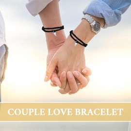 JEYORZY 2 x Magnetic Couples Bracelet, Pair of Mutual Attraction Rope Braided Adjustable Friendship Bracelet Set Jewellery Gift, Gift for Husband, Wife, Boyfriend, Girlfriend and Lover