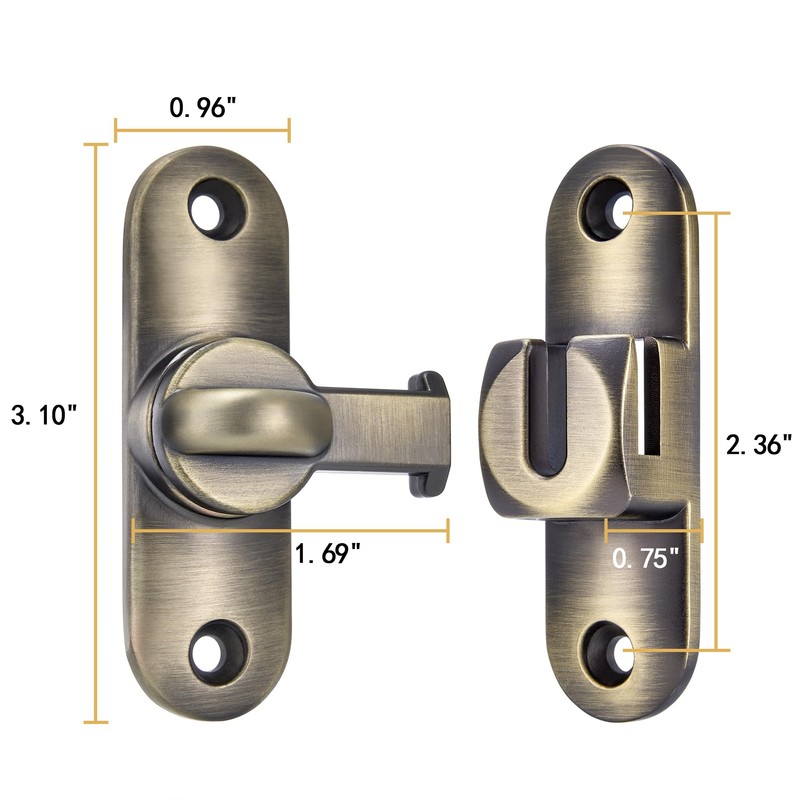 INIRET Bronze Barn Door Latches,90/180 Degree Gate Lock,Flip Gate Latches