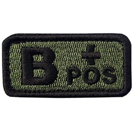 B Type + Tactical Blood Type Embroidered Velcro Patch (Olive and Black)