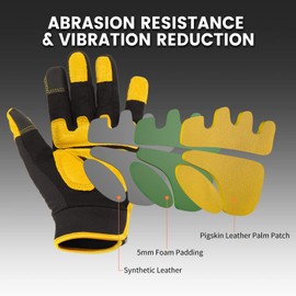 JUMPHIGH Utility Work Gloves Women, UltraLight Safety Work Gloves, MultiFunctional Mechanic Construction DIY Working Gloves, Touchscreen, Flex Grip, Machine Washable (Yellow/S)