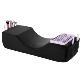 Comfortable Eyelash Extension Neck Pillow,Memory Foam Neck Contour Pillow for Sleeping Support,Beauty Salon Lash Grafting Pillow,Removable Black Velvet Cervical Pillow