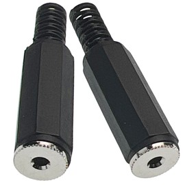 CESS 2.5mm TRS Stereo Female Jack - Solder-Type, Black Hexagonal Plastic Housing, 2-Pack for Audio Projects
