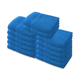 A & B TRADERS Premium Cotton Face Cloths Flannels Washcloth 12-Pack 500 GSM Ring Spun Soft Absorbent 30 x 30cm Towels (Cobalt)