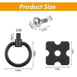 Leikedun Drawer Handles and Ring Pull 4 Pcs Drawer Knobs Black Cabinet Knobs Cabinet Door Knobs with Pulls Handles Black Drawer Handles for Furniture Drawer Cabinet Wardrobes Cupboard Dresser