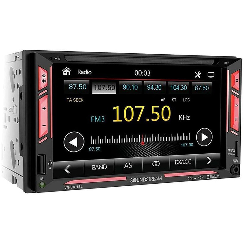 SOUNDSTREAM VR-64HBL Double Din Car Stereo Receiver, 7 Inch Touchscreen