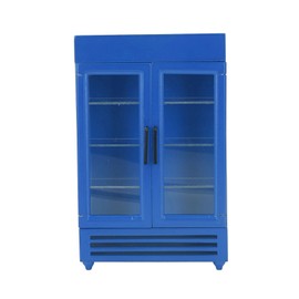 Dollhouse Refrigerator Simulation Exquisite Portable Miniature Wood Fridge for 1:12 Dollhouse Blue