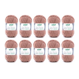 Gründl Hot Socks Pearl Plain Knitting Wool (Cuddly Soft Sock Wool Made of 75% Merino Wool, 20% Polyamide, 5% Cashmere, 50 g/200 m, Needle Size: 2.5 - 3, 10 x 50 g), Camel, 40 x 37 x 11 cm